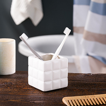 Стакан для ванной Verran Quadratto настольный керамика белый (850-11)