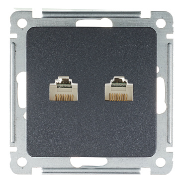 Розетка компьютерная Hegel Master встраиваемая черная 2хRJ45 (РСКК-440-08)