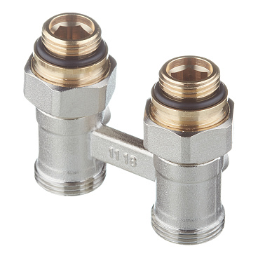 Узел нижнего подключения Rehau 1/2 НР(ш) х 3/4 ЕК НР(ш) с шаровыми кранами и накидными гайками прямой для радиатора (12407271001)