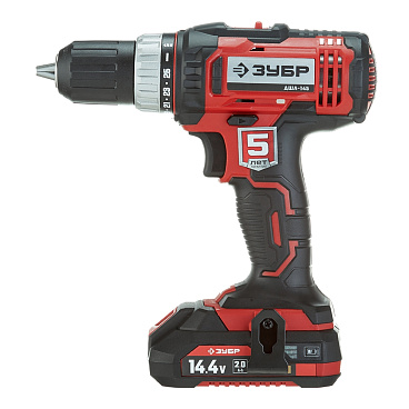 Дрель-шуруповерт аккумуляторная Зубр ДШЛ-145-22 14,4 В 2 Ач Li-Ion 2 АКБ и ЗУ