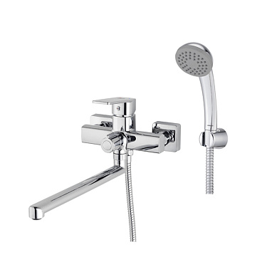 Смеситель для ванны Milardo Poli хром однорычажный с длинным изливом с лейкой (POLSB00M10)