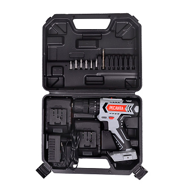 Дрель-шуруповерт ударная аккумуляторная Ресанта ДА-18-2ЛК-У 18 В 2 Ач Li-Ion 2 АКБ и ЗУ (75/14/6)