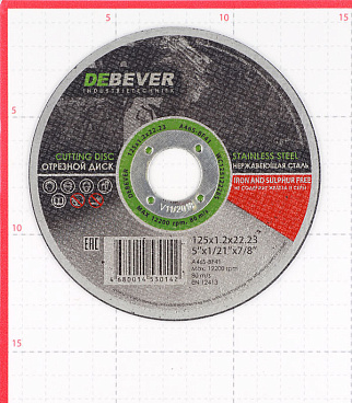 Круг отрезной по нержавеющей стали Debever 125х22х1,2 мм (WC12512228S/30142)