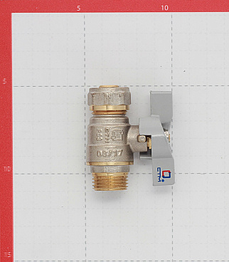 Кран шаровой латунный СТМ 16 обж(ц) х 1/2 НР(ш) для металлопластиковых труб бабочка прямой