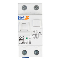 Автомат дифференциальный КЭАЗ OptiDin D63 40А 1P+N тип AC 100 мА 4,5 кА (328109)
