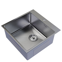 Мойка для кухни Mixline Pro 50х50х20 см врезная с сифоном сталь нано декор сатин (556577)