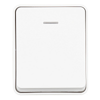 Выключатель Systeme Electric AtlasDesign Profi54 одноклавишный накладной белый с подсветкой (ATN540113)