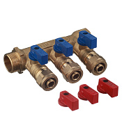 Коллектор 3/4 ВР(г) х 3 выхода 16 обж(ц) х 3/4 НР(ш) с шаровыми кранами (C3MP3416/10603)