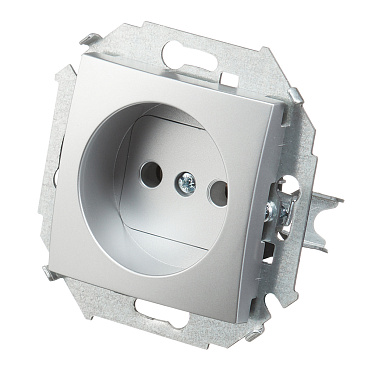 Розетка Simon 15 встраиваемая алюминий (1591431-033)