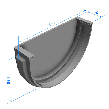 Заглушка желоба Docke Premium пластиковая d120 мм графитовый серый RAL 7024