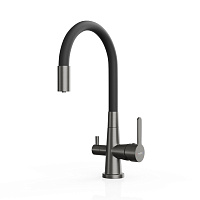 Смеситель для кухни Tokito Aisai графит с гибким изливом с подключением к фильтру однорычажный (TOK-AIS-1019)