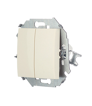 Переключатель Simon 15 двухклавишный встраиваемый слоновая кость (1591397-031)