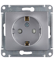 Розетка Systeme Electric Glossa встраиваемая алюминий со шторками (GSL000345)