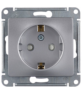 Розетка Systeme Electric Glossa встраиваемая алюминий со шторками (GSL000345)
