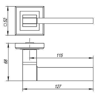 Ручка дверная Punto Tech квадратная розетка матовый никель/хром