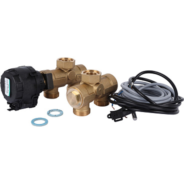 Клапан смесительный 3-х ходовой Stout 3/4 ВР(г) х 3/4 НР(ш) для обвязки котла с бойлером комплект (SFB-0001-000001)