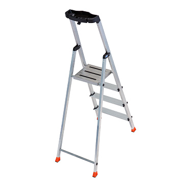 Стремянка алюминиевая 4 ступени 80 мм с лотком-органайзером 0,85 м Krause