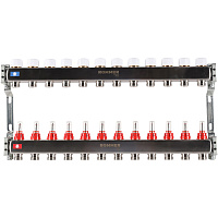 Коллекторная группа с расходомерами Rommer 1 ВР(г) х 12 выходов 3/4 НР(ш) ЕК х 1 ВР(г)