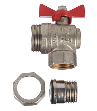 Кран шаровой латунный Valtec Base 1 ВР(г) х 1 НР(ш) бабочка с полусгоном угловой (VT.228.N.06)