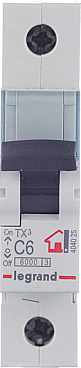 Автоматический выключатель модульный Legrand TX3 1P 6А тип C 6 кА 230/400 В (404025)