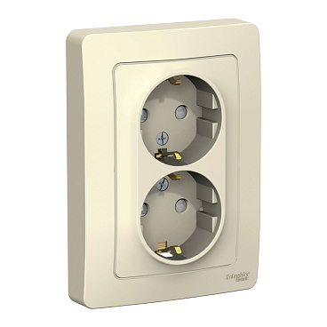 Розетка Systeme Electric Blanca встраиваемая молочная со шторками (BLNRS001122)