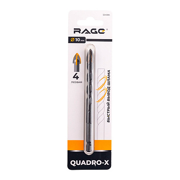 Сверло по плитке и стеклу спиральное Rage Quadro-X HEX 10х115 мм (554084)