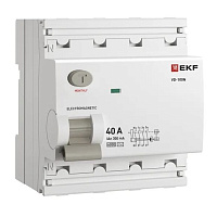 УЗО EKF PROxima ВД-100N 40А 3P+N тип AC 300 мА 6 кА (E1046M40300)