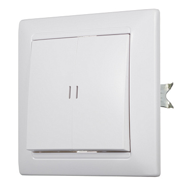 Выключатель Svet двухклавишный встраиваемый белый с подсветкой (SV1001-0010)