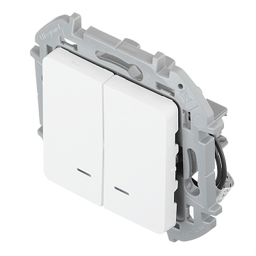 Выключатель Legrand Inspiria двухклавишный встраиваемый белый с подсветкой (673630)