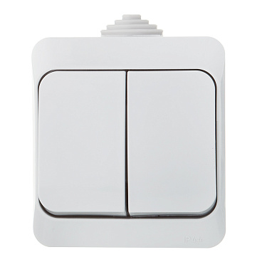 Выключатель Systeme Electric Этюд двухклавишный накладной серый (BA10-042C)