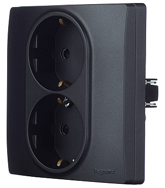 Розетка Legrand Etika встраиваемая антрацит со шторками (672633)