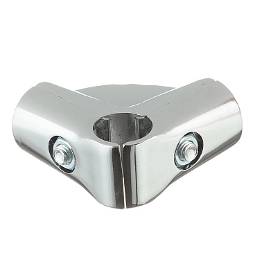 Соединитель угловой для трех труб к системе Joker d25 мм с площадкой хром