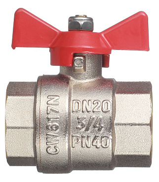 Кран шаровой латунный Valtec Base 3/4 ВР(г) х 3/4 ВР(г) бабочка прямой (VT.217.N.05)