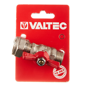 Кран шаровой латунный Valtec 16 обж(ц) х 1/2 НР(ш) для металлопластиковых труб бабочка прямой (VT.341.N.1604)