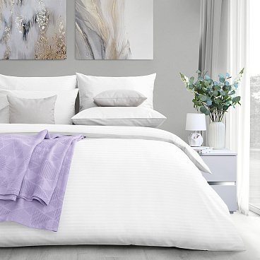 Наволочка 70х70 страйп-сатин белая Verossa Stripe (2 шт.)