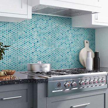 Мозаика Mir Mosaic Natural Steppa голубая 01 стеклянная 290х290х5 мм глянцевая