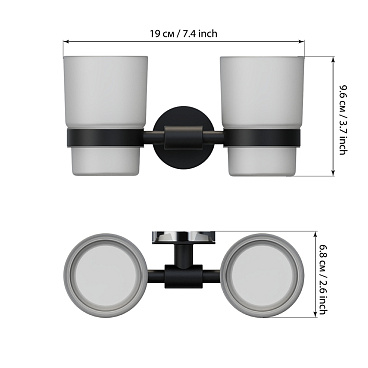 Стакан для ванной Fora Lord с держателем двойной стекло прозрачный/ металл белый (FOR-LORD039WT)