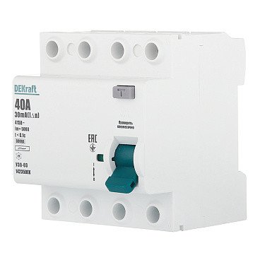 УЗО Dekraft УЗО-03 40А 3P+N тип AC 30 мА 6 кА компактное (14235DEK)