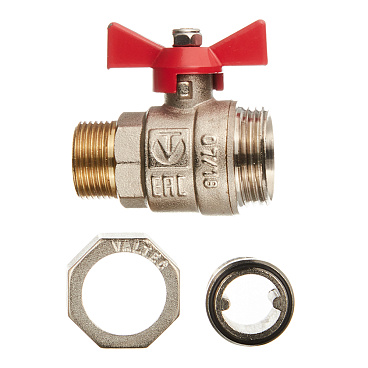 Кран шаровой латунный Valtec Base 3/4 НР(ш) х 3/4 НР(ш) бабочка с полусгоном прямой (VT.226.N.05)
