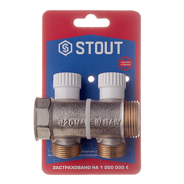 Коллектор Stout 1 ВР(г) х 2 выхода 3/4 НР(ш) ЕК х 1 НР(ш) (SMB 6851 013402)