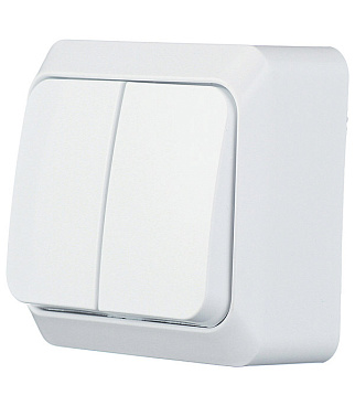 Выключатель Systeme Electric Этюд двухклавишный накладной белый (BA10-002B)