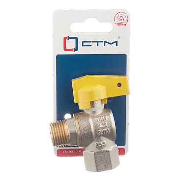 Кран шаровой газовый СТМ 1/2 ВР(г) х 1/2 НР(ш) бабочка угловой