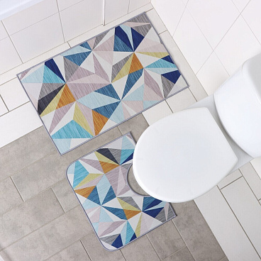 Набор ковриков для ванной и туалета разноцветный 80х50/50х40 Доляна Гранулы (6997794)