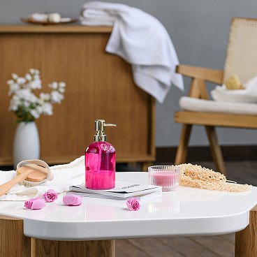 Дозатор для мыла Moroshka Bright Colors настольный стекло розовый (917-308-04)