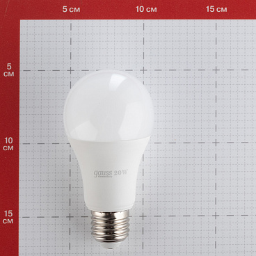 Лампа светодиодная Gauss E27 4100К 20 Вт 1600 Лм 180-240 В груша A60 матовая