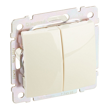 Выключатель Legrand Valena двухклавишный встраиваемый слоновая кость (695605)