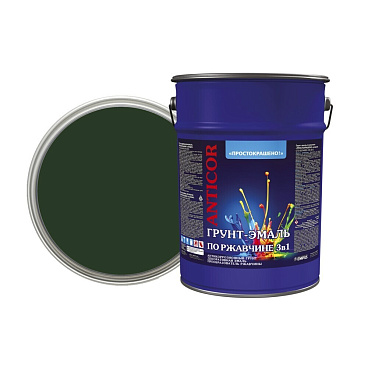 Грунт-эмаль по ржавчине 3в1 Простокрашено зеленая глянцевая 5 кг