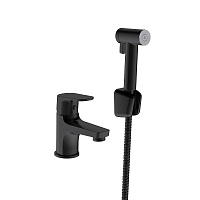 Смеситель для раковины с гигиеническим душем двухрежимным Corsa Deco CX однорычажный черный (FBCXHB)
