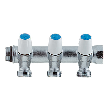 Коллектор Tiemme 3/4 ВР(г) х 3 выхода 3/4 НР(ш) ЕК х 3/4 НР(ш) регулируемый (1860011/1877K50050503)