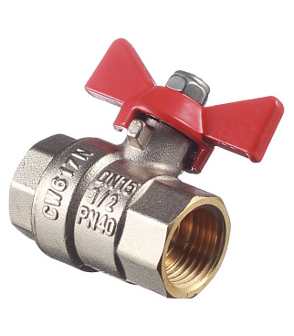 Кран шаровой латунный Valtec Base 1/2 ВР(г) х 1/2 ВР(г) бабочка прямой (VT.217.N.04)